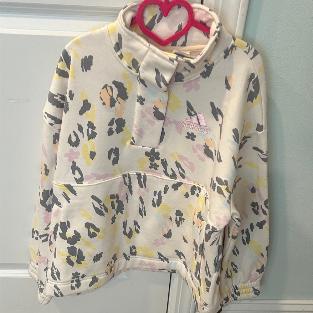 Adidas Kids' Cream and Pink Patterned Jacket